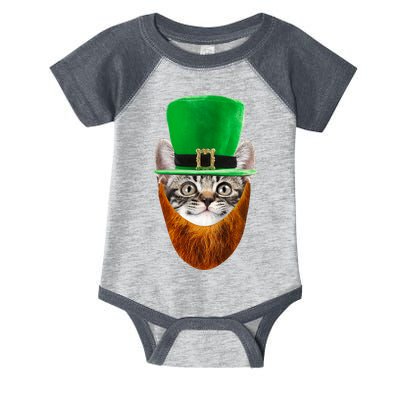 Happy St Catrick's Day Funny Cat Ginger Beard St Patrick's Day Infant Baby Jersey Bodysuit
