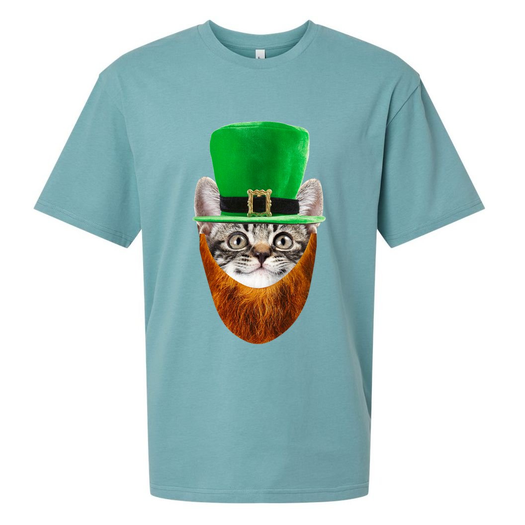 Happy St Catrick's Day Funny Cat Ginger Beard St Patrick's Day Sueded Cloud Jersey T-Shirt