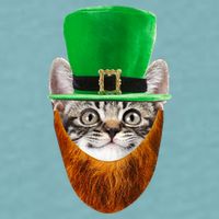 Happy St Catrick's Day Funny Cat Ginger Beard St Patrick's Day Sueded Cloud Jersey T-Shirt