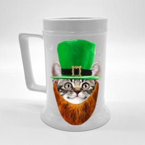 Happy St Catrick's Day Funny Cat Ginger Beard St Patrick's Day Beer Stein