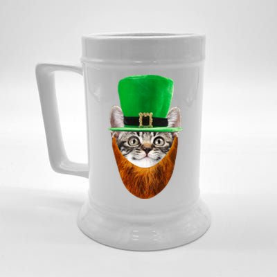 Happy St Catrick's Day Funny Cat Ginger Beard St Patrick's Day Beer Stein