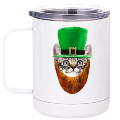 Happy St Catrick's Day Funny Cat Ginger Beard St Patrick's Day 12 oz Stainless Steel Tumbler Cup