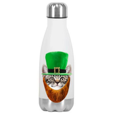 Happy St Catrick's Day Funny Cat Ginger Beard St Patrick's Day Stainless Steel Insulated Water Bottle