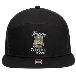 Happy St Catrick's Day Irish Cat 7 Panel Mesh Trucker Snapback Hat