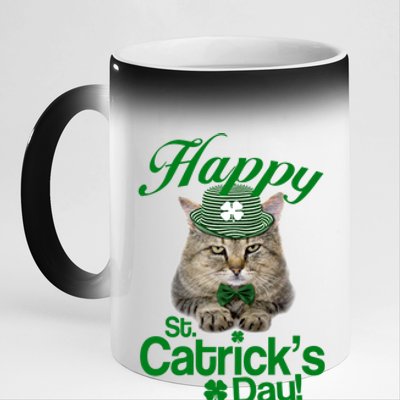 Happy St Catrick's Day Irish Cat 11oz Black Color Changing Mug