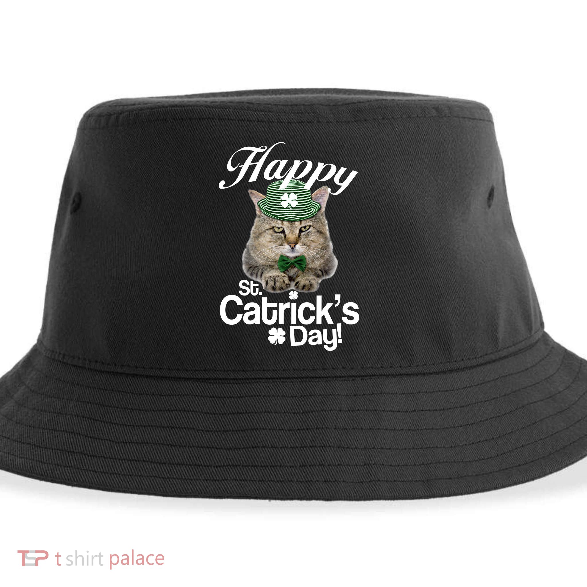 Happy St Catrick's Day Irish Cat Sustainable Bucket Hat