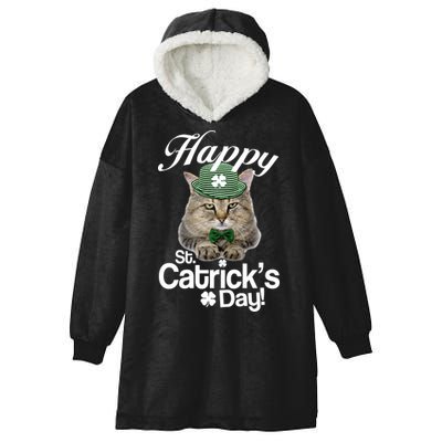 Happy St Catrick's Day Irish Cat Hooded Wearable Blanket