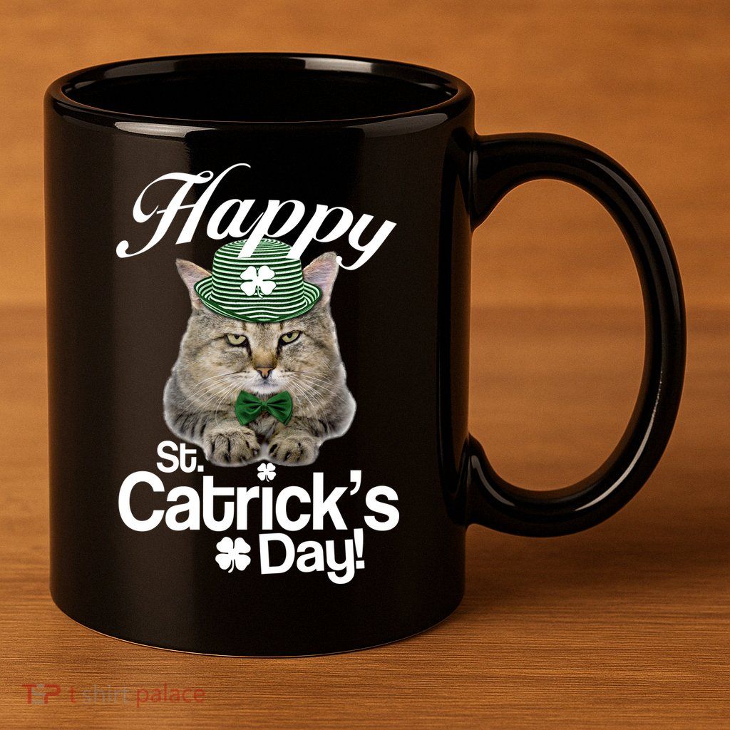 Happy St Catrick's Day Irish Cat 11oz C Handle Ceramic Mug