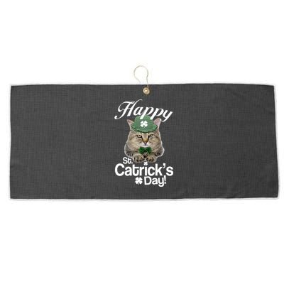 Happy St Catrick's Day Irish Cat Large Microfiber Waffle Golf Towel