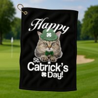 Happy St Catrick's Day Irish Cat Golf Towel