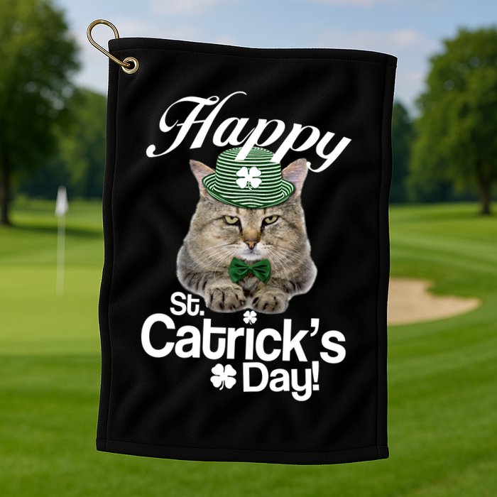 Happy St Catrick's Day Irish Cat Golf Towel