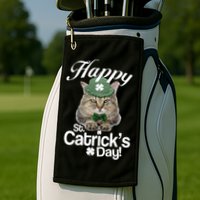 Happy St Catrick's Day Irish Cat Golf Towel