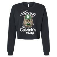 Happy St Catrick's Day Irish Cat Cropped Pullover Crew