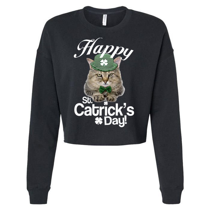 Happy St Catrick's Day Irish Cat Cropped Pullover Crew