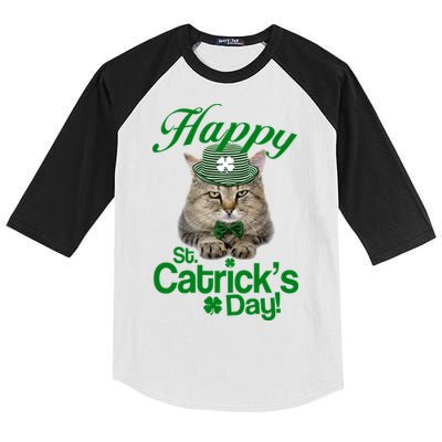 Happy St Catrick's Day Irish Cat Kids Colorblock Raglan Jersey