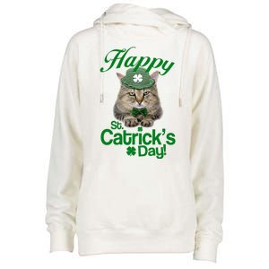 Happy St Catrick's Day Irish Cat Womens Funnel Neck Pullover Hood