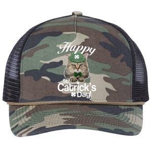 Happy St Catrick's Day Irish Cat Retro Rope Trucker Hat Cap