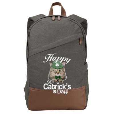 Happy St Catrick's Day Irish Cat Cotton Canvas Backpack