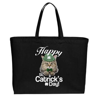 Happy St Catrick's Day Irish Cat Cotton Canvas Jumbo Tote