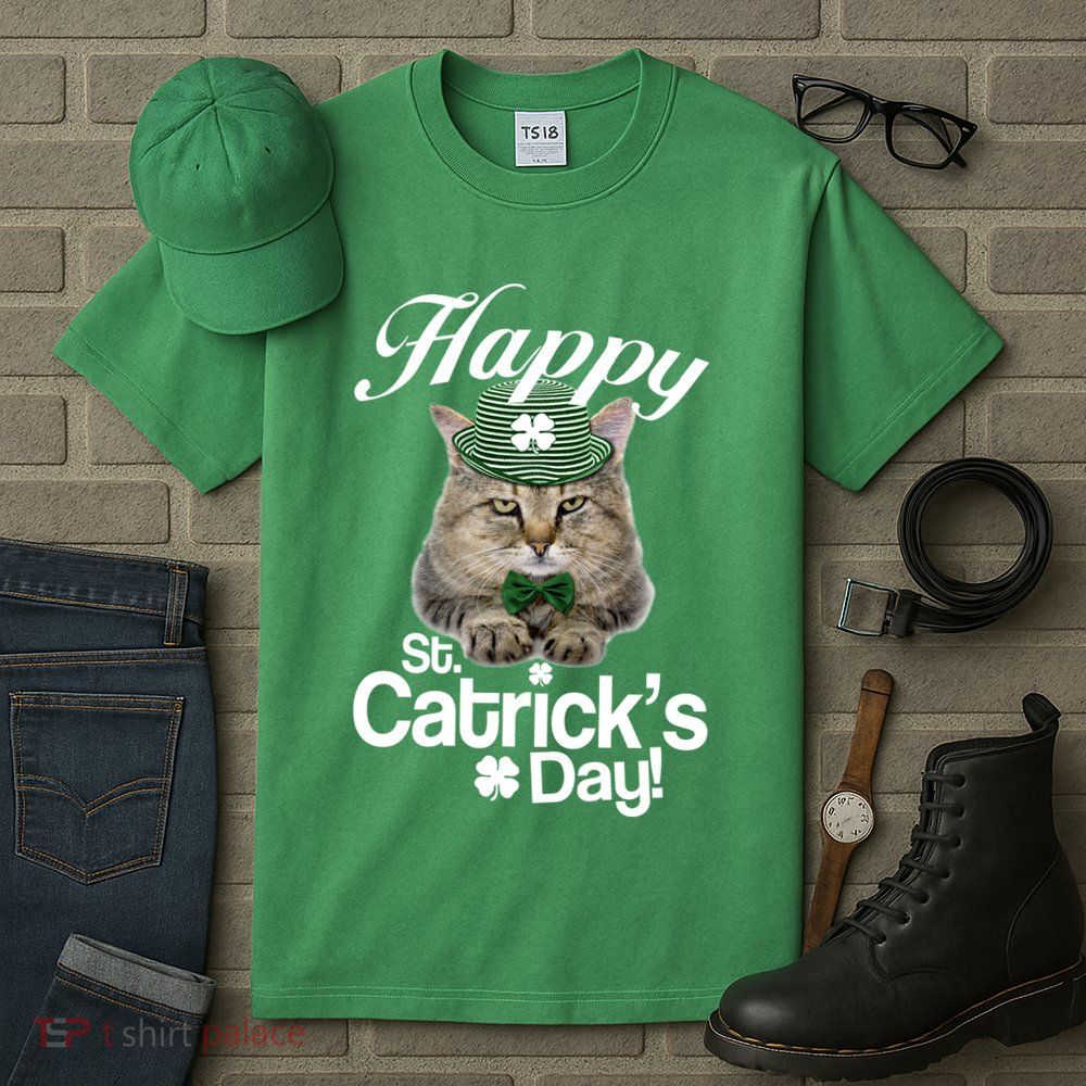 Happy St Catrick's Day Irish Cat Tall T-Shirt