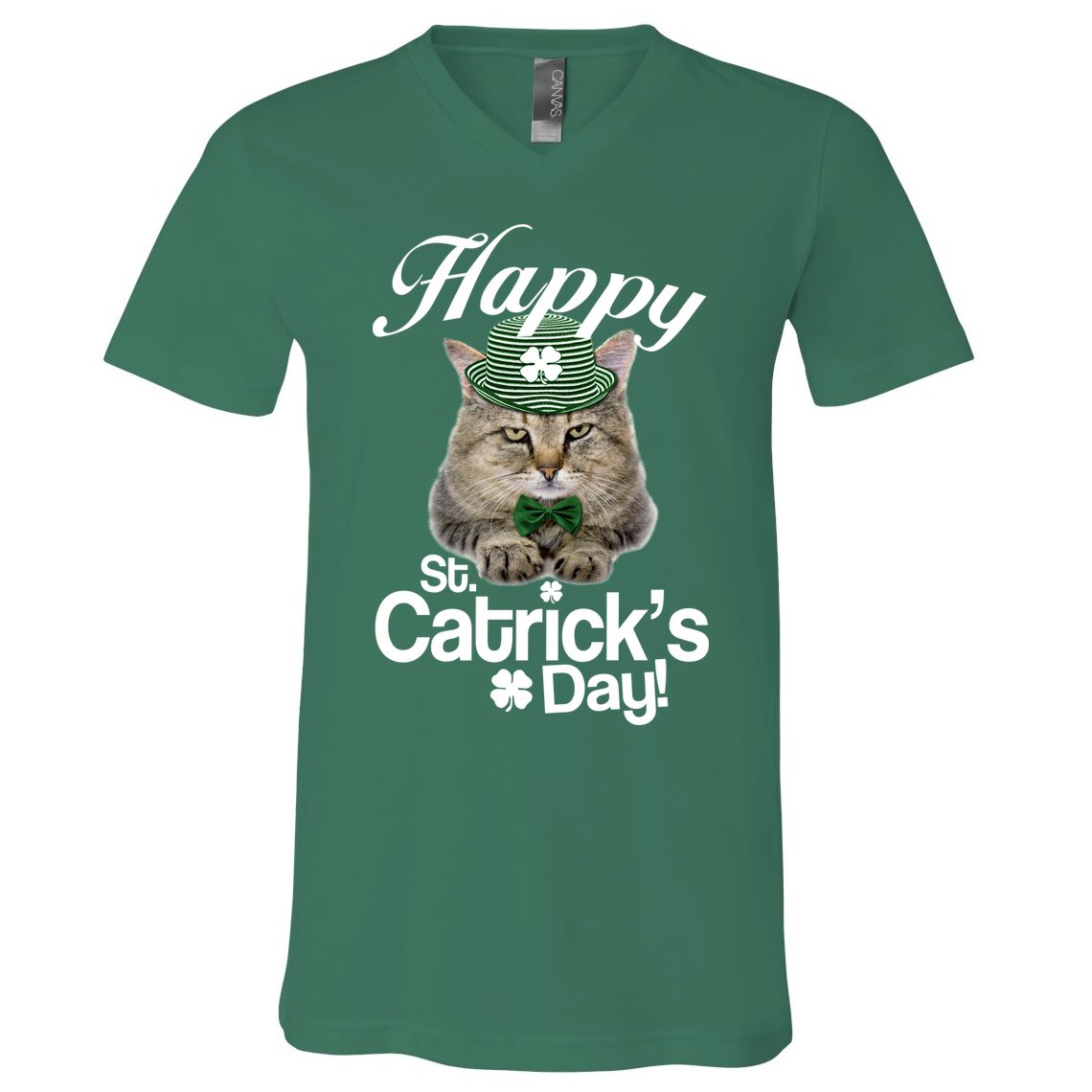 Happy St Catrick's Day Irish Cat V-Neck T-Shirt