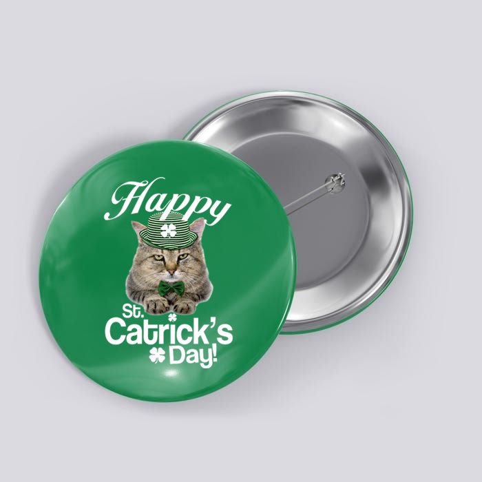 Happy St Catrick's Day Irish Cat Button