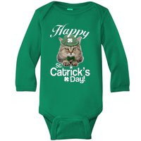 Happy St Catrick's Day Irish Cat Baby Long Sleeve Bodysuit