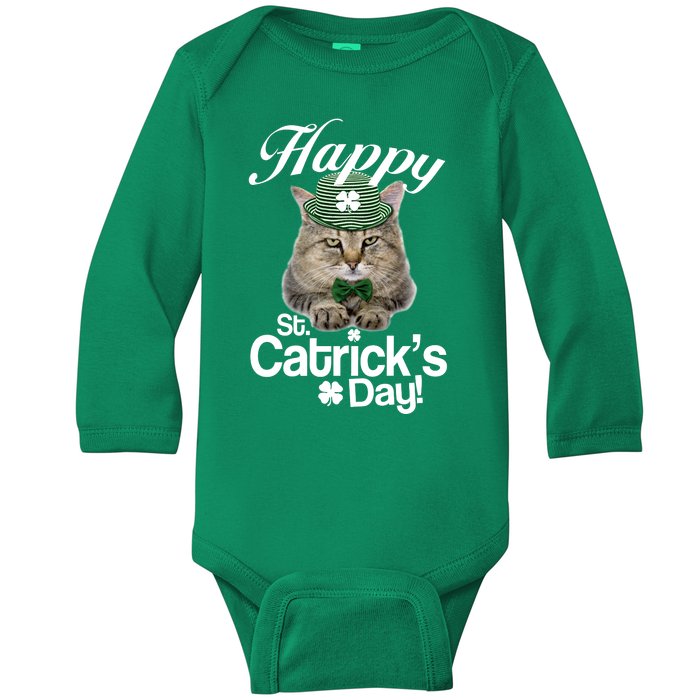 Happy St Catrick's Day Irish Cat Baby Long Sleeve Bodysuit