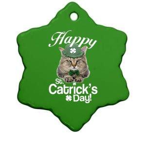 Happy St Catrick's Day Irish Cat Ceramic Star Ornament