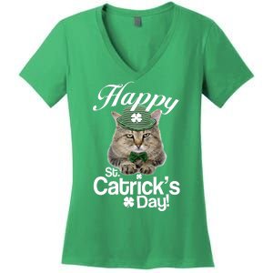 Happy St Catrick's Day Irish Cat Women's V-Neck T-Shirt