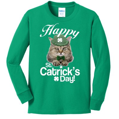 Happy St Catrick's Day Irish Cat Kids Long Sleeve Shirt