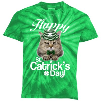 Happy St Catrick's Day Irish Cat Kids Tie-Dye T-Shirt