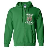 Happy St Catrick's Day Irish Cat Full Zip Hoodie