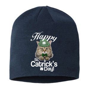 Happy St Catrick's Day Irish Cat Sustainable Beanie