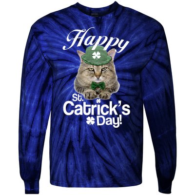 Happy St Catrick's Day Irish Cat Tie-Dye Long Sleeve Shirt