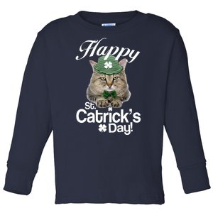 Happy St Catrick's Day Irish Cat Toddler Long Sleeve Shirt