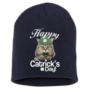 Happy St Catrick's Day Irish Cat Short Acrylic Beanie