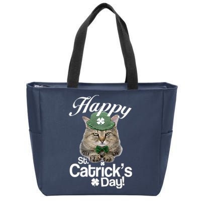 Happy St Catrick's Day Irish Cat Zip Tote Bag