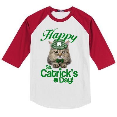 Happy St Catrick's Day Irish Cat Kids Colorblock Raglan Jersey