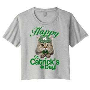 Happy St Catrick's Day Irish Cat Women's Crop Top Tee