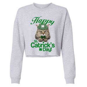 Happy St Catrick's Day Irish Cat Cropped Pullover Crew