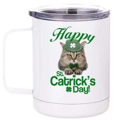 Happy St Catrick's Day Irish Cat 12 oz Stainless Steel Tumbler Cup