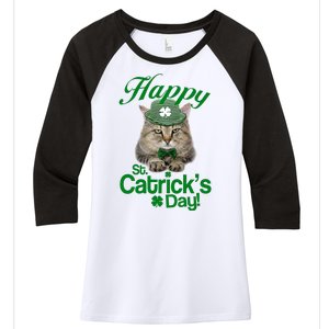 Happy St Catrick's Day Irish Cat Women's Tri-Blend 3/4-Sleeve Raglan Shirt