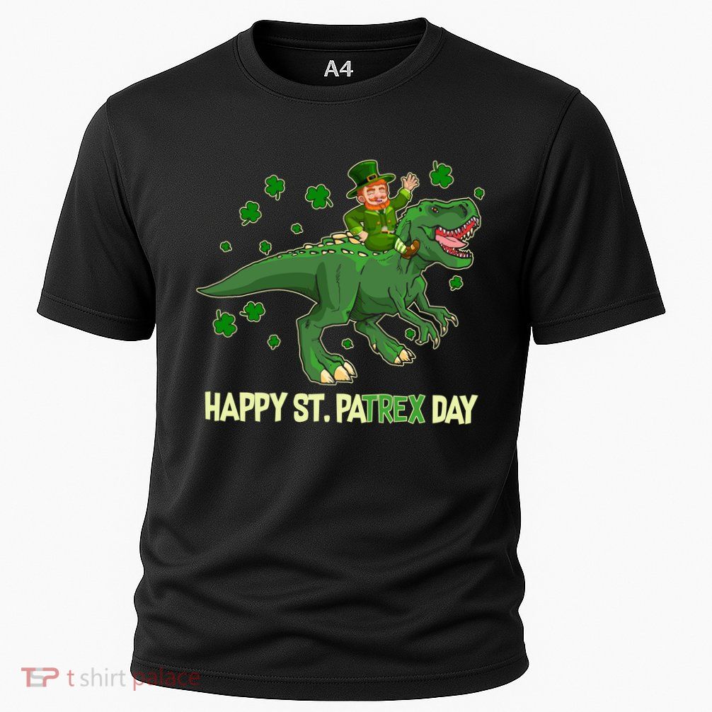 Happy St PaTREX Day Leprechaun Riding T-Rex Dinosaur Performance Shirt