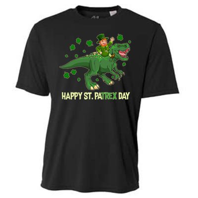 Happy St PaTREX Day Leprechaun Riding T-Rex Dinosaur Cooling Performance Crew T-Shirt