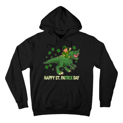 Happy St PaTREX Day Leprechaun Riding T-Rex Dinosaur Hoodie