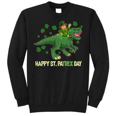 Happy St PaTREX Day Leprechaun Riding T-Rex Dinosaur Sweatshirt