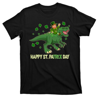 Happy St PaTREX Day Leprechaun Riding T-Rex Dinosaur T-Shirt