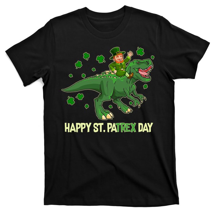 Happy St PaTREX Day Leprechaun Riding T-Rex Dinosaur T-Shirt