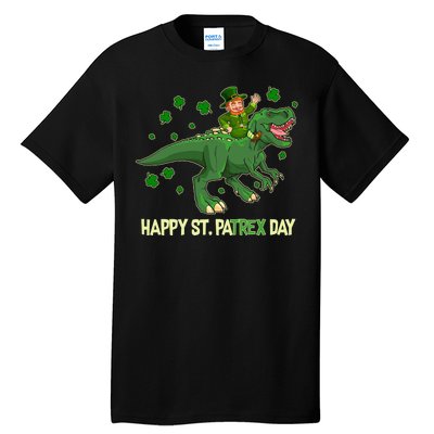 Happy St PaTREX Day Leprechaun Riding T-Rex Dinosaur Tall T-Shirt